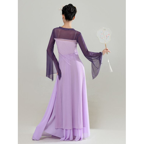 古典舞服女飄逸仙氣連衣裙演出服套裝舞民族舞身韻紗衣練功服