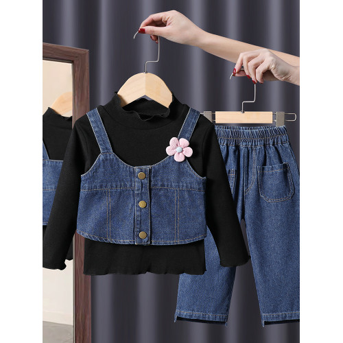 女寶寶春秋季2025新款時尚韓版套裝女孩網紅休閒可愛甜美牛仔套裝