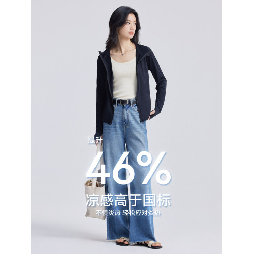 拉夏貝爾冰皮防曬衣女夏季新款防紫外線防曬服修身收腰顯瘦外套