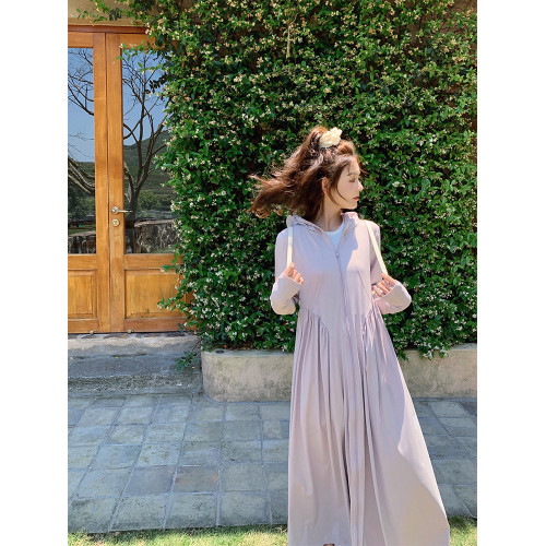 防曬衣女夏季輕薄透氣海邊防曬服外套超長款全身收腰顯瘦防曬裙