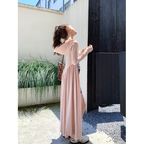 防曬衣女夏季輕薄透氣海邊防曬服外套超長款全身收腰顯瘦防曬裙