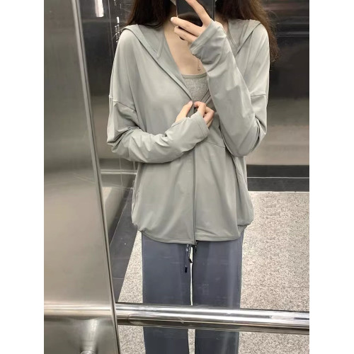 胖MM300斤大碼冰絲防曬衣女夏季薄款寬鬆連帽開衫戶外運動薄外套