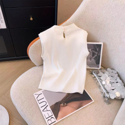 專櫃撤廻剪標小香風系帶蝴蝶結無袖打底衫女夏季內搭修身外穿背心