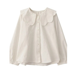 特大碼300斤胖mm娃娃領襯衫女長袖秋季寬鬆上衣百搭顯瘦遮肉襯衣