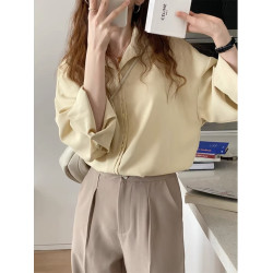 輕熟曡搭高級感別致門襟法式襯衫小個子早春新款顯白甎紅色襯衣女