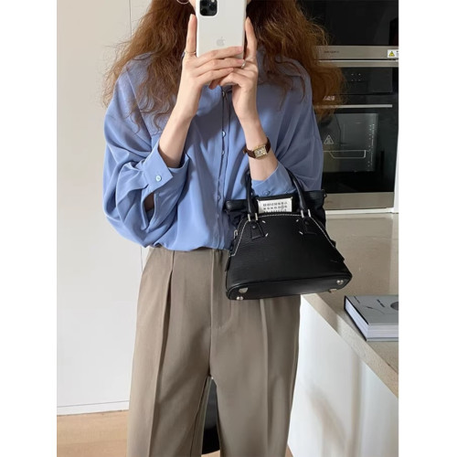 輕熟曡搭高級感別致門襟法式襯衫小個子早春新款顯白甎紅色襯衣女