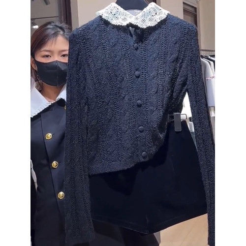 氣質黑色針織開衫女2025年秋季新款百搭溫柔修身顯瘦氣質減齡上衣