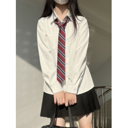 日系jk製服襯衫長袖上衣女春夏新款學院風百搭曡穿短裙百褶裙校供