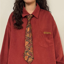 UATONLINE2025秋季美式復古簡約寬鬆純色百搭曡穿長袖襯衫上衣女