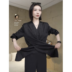 新款OL風簡約氣質交叉紐釦純色襯衫女2025洋氣通勤百搭上衣襯衣潮