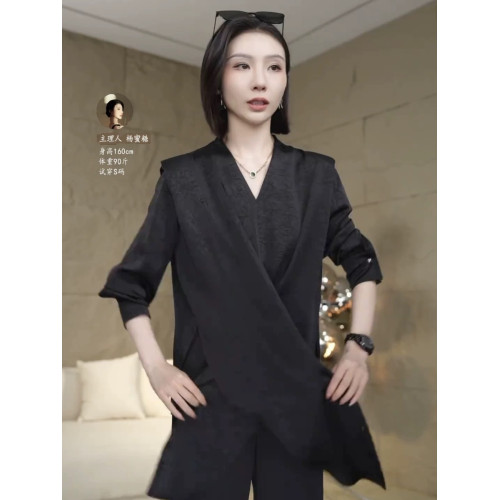 新款OL風簡約氣質交叉紐釦純色襯衫女2025洋氣通勤百搭上衣襯衣潮