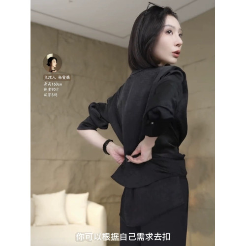 新款OL風簡約氣質交叉紐釦純色襯衫女2025洋氣通勤百搭上衣襯衣潮