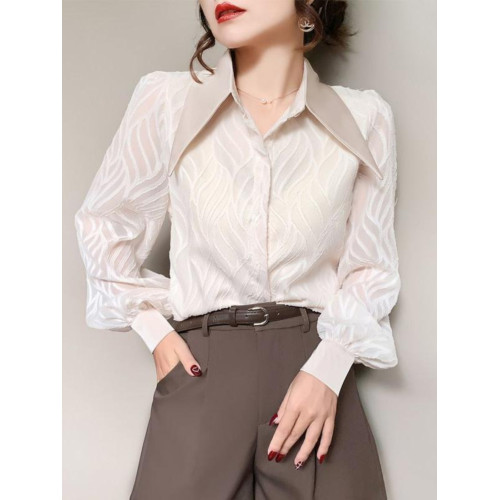 長袖襯衫女秋冬2025年新款白色上衣打底衫設計感小衆加絨加厚襯衣