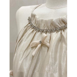 三兩甜 蝴蝶結掛脖吊帶緞面套裝2025春裝時尚減齡氣質風兩件套女