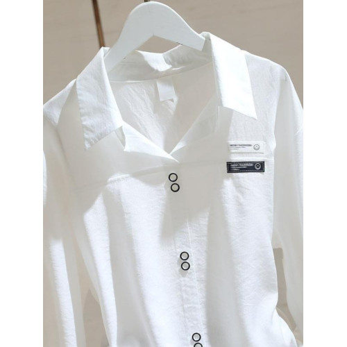 白色襯衫女長袖2024春季新款韓版寬鬆顯瘦襯衣設計感小衆套頭上衣