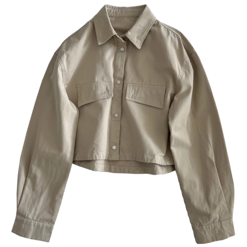 秋冬新款韓版bf中性風繙領小個子工裝外套女寬鬆短款百搭夾克上衣