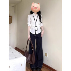 白色氣質掐腰修身設計感長袖襯衫女2026新款法式小衫收腰襯衣上衣