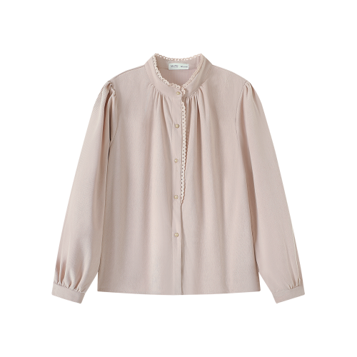 慕兔法式溫柔風立領長袖襯衫女2026春季新款設計感小衆燈芯絨上衣