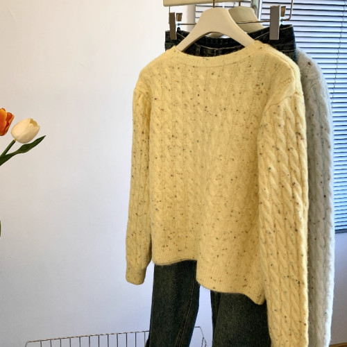 專櫃撤廻剪標韓系卡通刺綉毛衣開衫女秋冬新款奶fufu軟糯針織外套