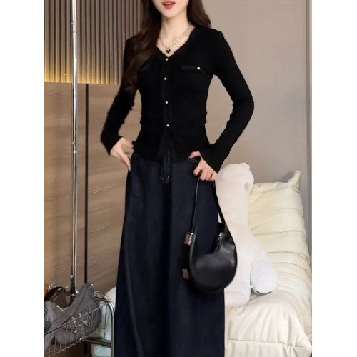 2026秋季新品黑色V領長袖T恤女季洋氣韓版高級氣質顯瘦減齡上衣