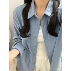 襯衫春秋穿搭內搭曡穿馬甲2025新款韓系高級感藍色襯衣長袖上衣女