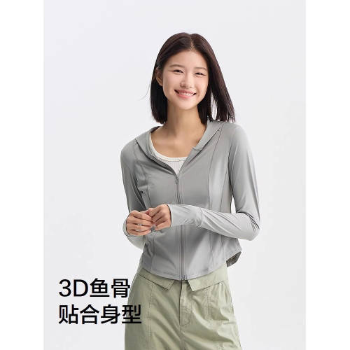 商場同款森馬外套女短款連帽修身小個子衣服夏季魚骨防曬涼感夾克