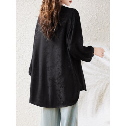 九月墨陌新中式國風襯衫女2025春季新款大碼寬鬆遮肚氣質V領上衣