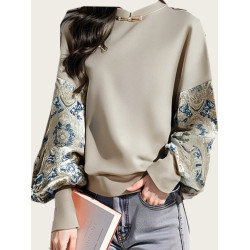 新中式國風拼色印花寬鬆衛衣女外套2026春裝新款復古盤釦拼接上衣