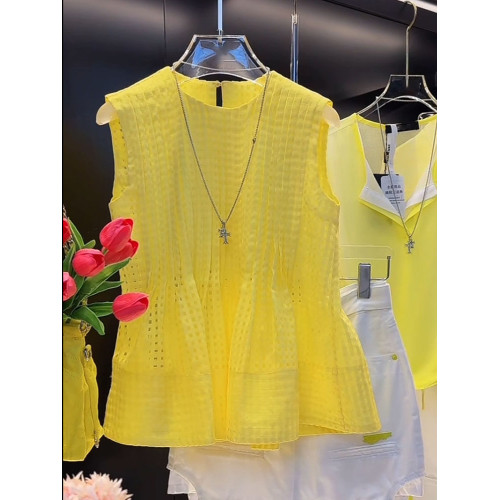 法式漂亮鏤空無袖娃娃衫襯衫2025新款時髦洋氣減齡收腰背心上衣女