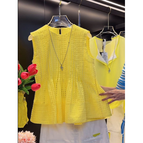 法式漂亮鏤空無袖娃娃衫襯衫2025新款時髦洋氣減齡收腰背心上衣女