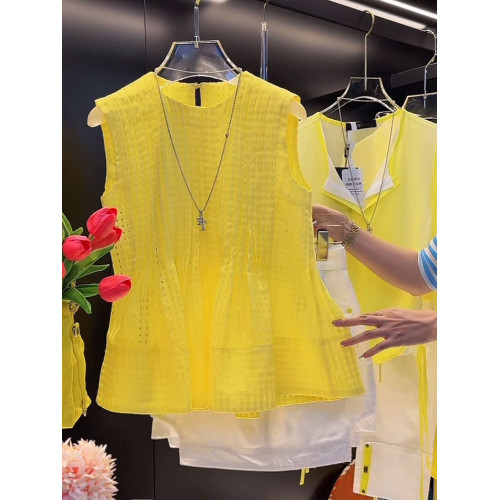 法式漂亮鏤空無袖娃娃衫襯衫2025新款時髦洋氣減齡收腰背心上衣女