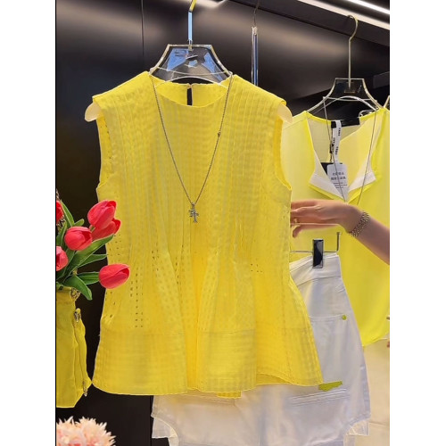 法式漂亮鏤空無袖娃娃衫襯衫2025新款時髦洋氣減齡收腰背心上衣女