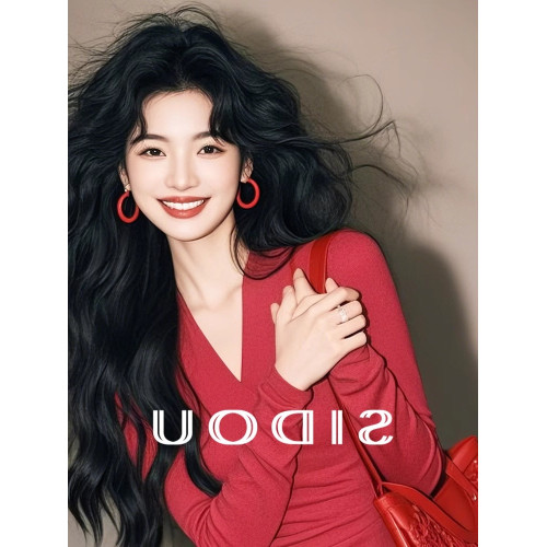 專櫃撤櫃春季新款韓系千金感穿搭復古收腰顯瘦紅色不規則連衣裙女