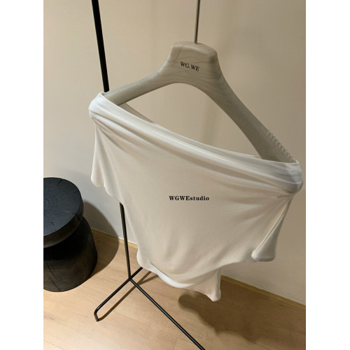 十三行春夏新款斜肩收腰隨性慵懶風顯瘦百搭時髦短袖一字領小衫女