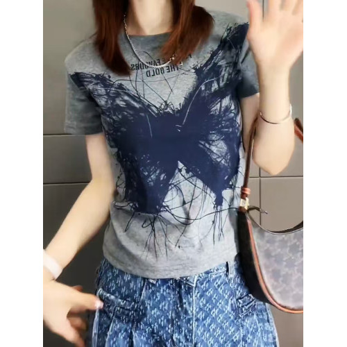 今年新款2026夏專櫃時尚防曬服女短袖印花蝴蝶寬鬆顯瘦上衣韓都