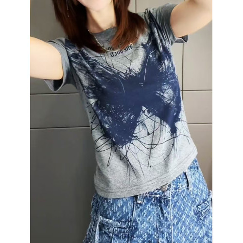 今年新款2026夏專櫃時尚防曬服女短袖印花蝴蝶寬鬆顯瘦上衣韓都