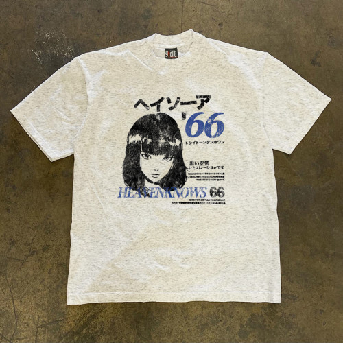 IGEUMM 260g重磅漫畫澁穀女孩印花高街潮牌短袖T恤情侶防曬上衣女