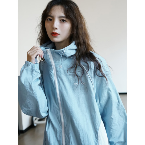 NBN夏季撞色連帽防曬服UPF50防紫外線開衫外套冰感情侶潮牌防曬衣