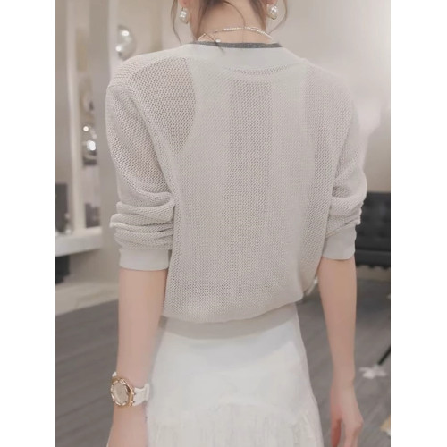 簡約外套拉鍊設計感上衣針織開衫鏤空2025秋季長袖慵懶風休閒別致