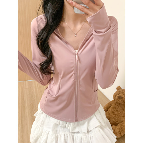 鵞黃色連帽防曬衣女夏季2026新款防紫外線防曬服修身冰絲開衫外套