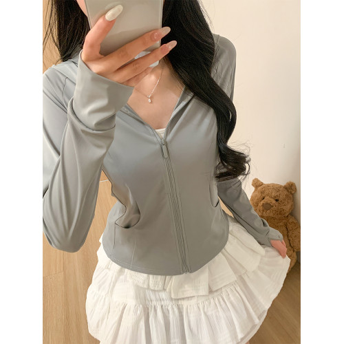 鵞黃色連帽防曬衣女夏季2026新款防紫外線防曬服修身冰絲開衫外套