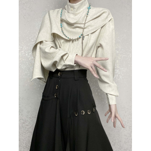 ROAE 原創復古春季飄帶圍巾領襯衫設計感小衆新中式襯衣長袖上衣 ROAE 原創復古春季飄帶圍巾領襯衫設計感小衆新中式襯衣長袖上衣