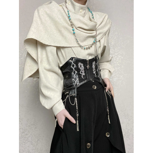 ROAE 原創復古春季飄帶圍巾領襯衫設計感小衆新中式襯衣長袖上衣 ROAE 原創復古春季飄帶圍巾領襯衫設計感小衆新中式襯衣長袖上衣