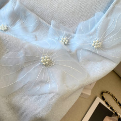 專櫃撤廻剪標甜美重工立體花朵短袖針織衫女夏季新款超好看小上衣