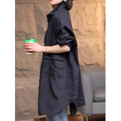 氣質高級感黑色襯衫外套女士春秋季大碼寬鬆慵懶風顯瘦中長款上衣