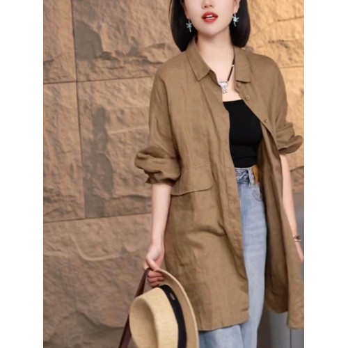 氣質高級感黑色襯衫外套女士春秋季大碼寬鬆慵懶風顯瘦中長款上衣