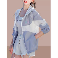 防曬衣服女款2025夏新款防紫外線輕薄透氣大碼冰絲防曬服拼色外套