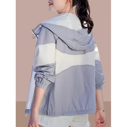 防曬衣服女款2025夏新款防紫外線輕薄透氣大碼冰絲防曬服拼色外套