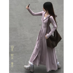 紫色冰絲防曬衣女長款全身2025新款夏季防紫外線超長防曬服收腰裙