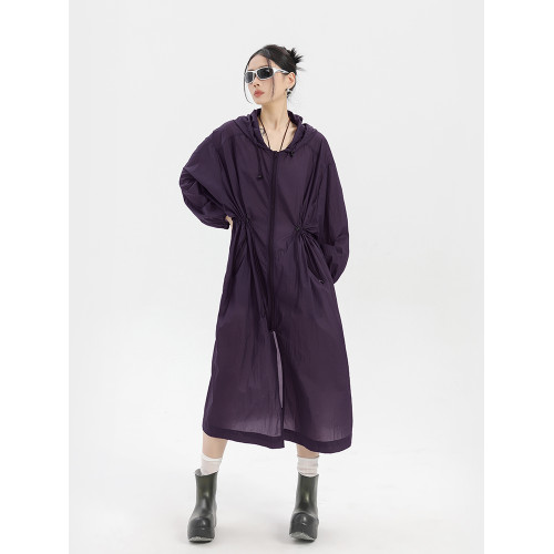 寬鬆大碼長款防曬衣女外穿2025新款夏輕薄透氣過膝防曬服外套連帽